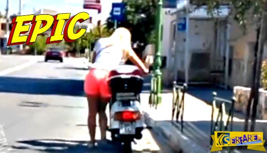 Επικό βίντεο: Ξανθιά κοπέλα προσπαθεί να βάλει μπρος το μηχανάκι από το… σταντ και έχει γίνει Viral