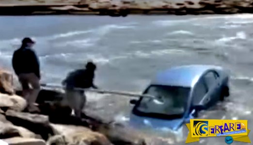 85χρονη έκανε βουτιά στη θάλασσα με το αμάξι της! Την έσωσαν την τελευταία στιγμή ...